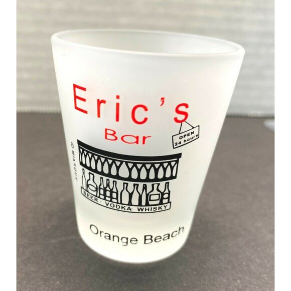 Erics Bar Shot Glass Orange Beach Florida Souvenir Frosted Glass - Picture 7 of 7